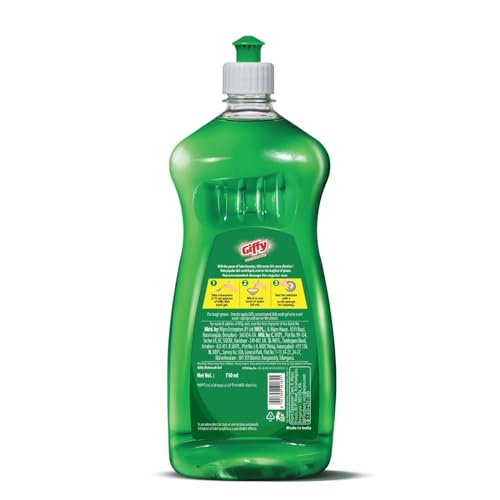 Giffy Liquid Dishwash Gel | 750ml | Green Lime & Active Salt | 50% More Effective | Tough Grease Removal Expert | Turbo Boosters | Mild fragrance | Removes Tough Malodour | Hand-Safe - Image 3
