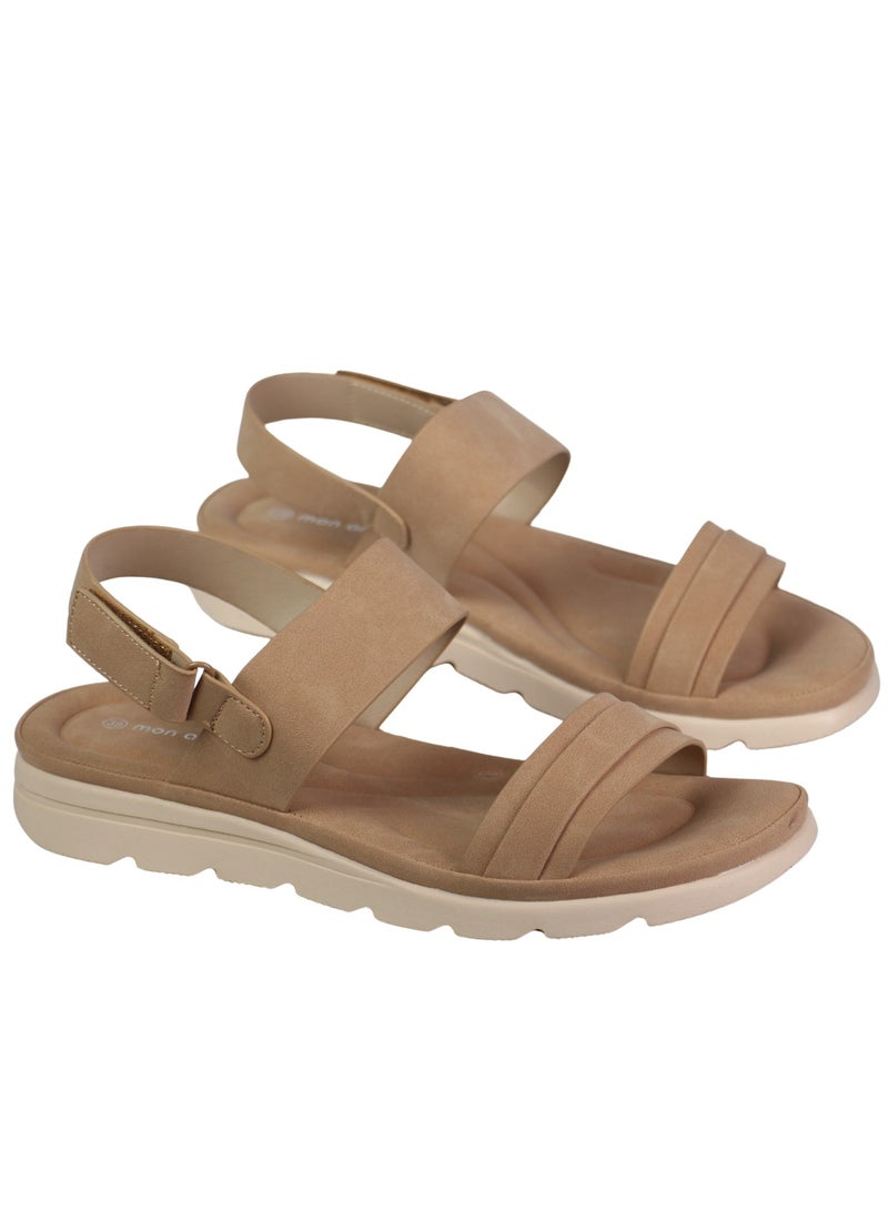 Mon Ami Women’s Comfortable Open Toe Sandals with Adjustable Strap | Lightweight Slip-On Walking Flats with Soft Cushioned Sole | Casual Summer Footwear for Travel, Beach & Everyday Comfort - Image 3