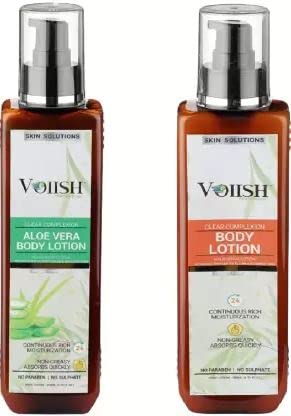 VOIISH AloeVera & Natural Body Lotion Combo Pack for Deep Moisturizing (200mlX2) (400 ml) Daily Moisturizer for Dry Skin Gives Non-Greasy Glowing Skin For Men & Women