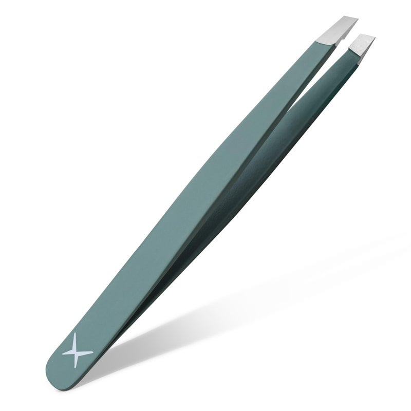 aaasportx Professional Slant Tip Tweezers - Precision Stainless Steel Eyebrow Plucking Tool for Women and Men, Ingrown Hair Remover, Facial Hair Tweezers for Grooming (Olive Fog) - Image 1