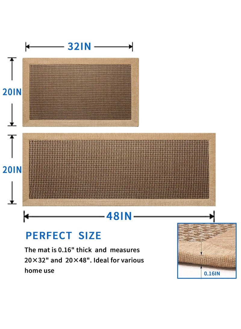 RATSAW 2 Piece Farmhouse Kitchen Rug Set Non-Slip Heavy-Duty Standing Mat Waterproof Comfort Floor Runner DNR22 - Image 2