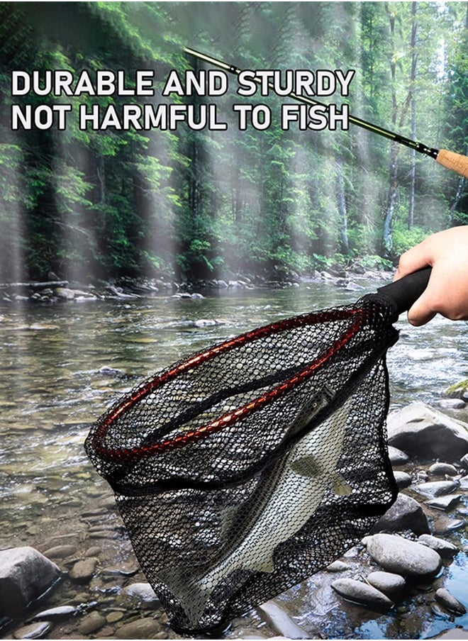 Fishing Landing Net,Fishing Net With EVA Handle,Rubber Coated Fish Mesh,Aluminum Alloy Frame,Kayak Fishing Nets For Fly Fishing Ice Fishing Steelhead Bass Salmon,Portable Fishing Bait Net