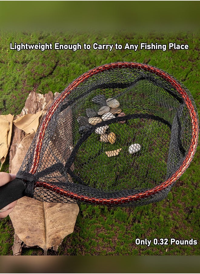 Fishing Landing Net,Fishing Net With EVA Handle,Rubber Coated Fish Mesh,Aluminum Alloy Frame,Kayak Fishing Nets For Fly Fishing Ice Fishing Steelhead Bass Salmon,Portable Fishing Bait Net