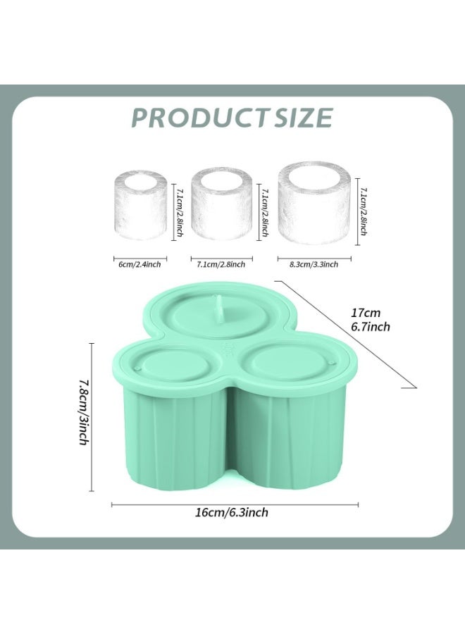 Meetion Silicone Ice Cube Tray for Tumbler cups -3 Pack Hollow Cylinder Ice Molds with Lids，Chilled Drink, Juice, Whiskey，Soda,Cocktail,Summer Gifts (Green)  - Image 4