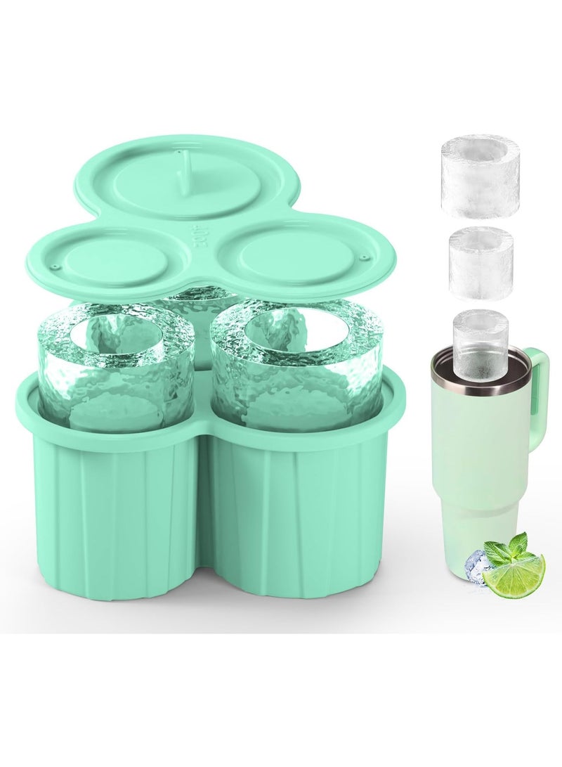 Meetion Silicone Ice Cube Tray for Tumbler cups -3 Pack Hollow Cylinder Ice Molds with Lids，Chilled Drink, Juice, Whiskey，Soda,Cocktail,Summer Gifts (Green)  - Image 1