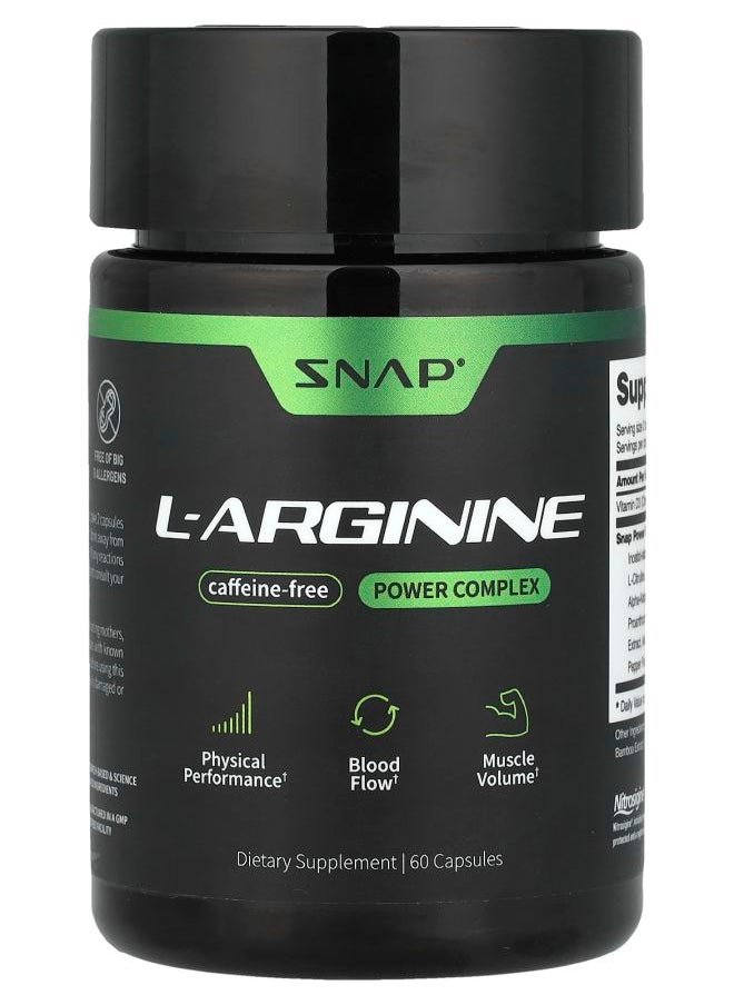 SNAP SUPPLEMENTS - L-Arginine Caffeine-Free 60 Capsules - Image 1