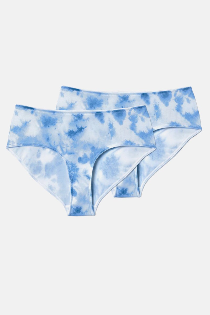 Tchibo شورتات نسائية من قطعتين بتصميم تلوين، أزرق - Image 2