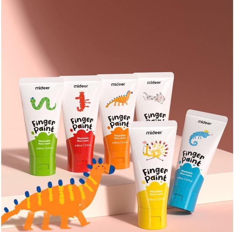 Mideer Finger Paints For Toddlers Non Toxic,Washable Finger Paint Set For Art Supplies For Kids,My First Fingerpaint Kit, Washable Paint For Kids Diy Crafts Painting (60 ml, 6, Piece) - Image 2
