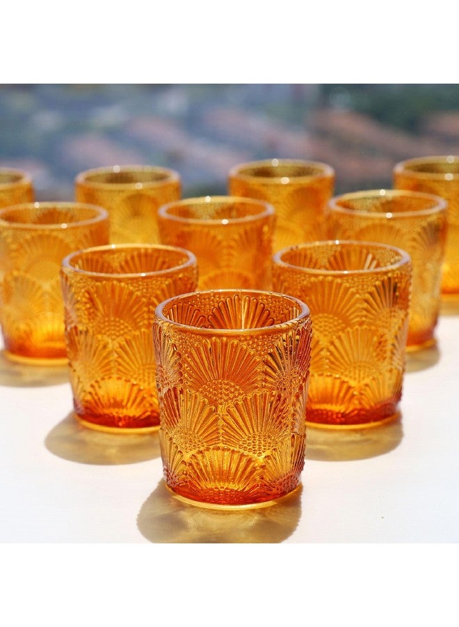 WOHO Woho 12Pcs Amber Votive Candle Holders, Glass Amber Candle Holder for Fall Wedding, Boho Tea Lights Candle Holder for Halloween Thanksgiving Centerpieces Table Decoration  - Image 1