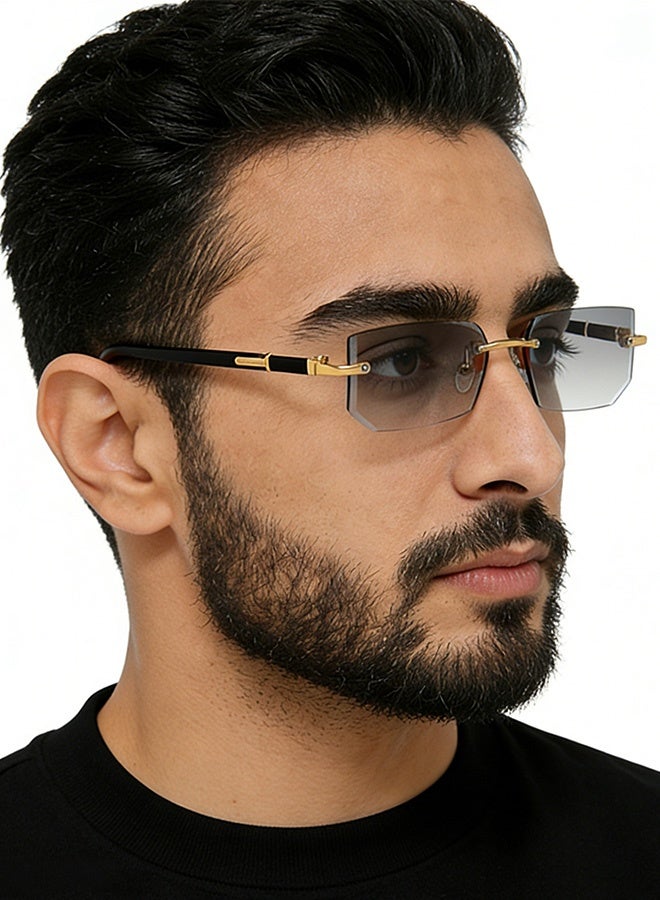 New Rimless Fashion Trend Sunglasses with Glasses Case and Cleaning Cloth UV Protection Unisex Style for Beach Trips Daily Commutes Outdoor Sports Travel Adventures Festive Gatherings Casual Outings - Image 2