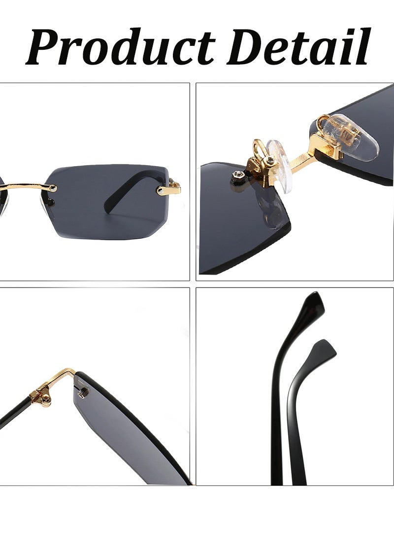 New Rimless Fashion Trend Sunglasses with Glasses Case and Cleaning Cloth UV Protection Unisex Style for Beach Trips Daily Commutes Outdoor Sports Travel Adventures Festive Gatherings Casual Outings - Image 5
