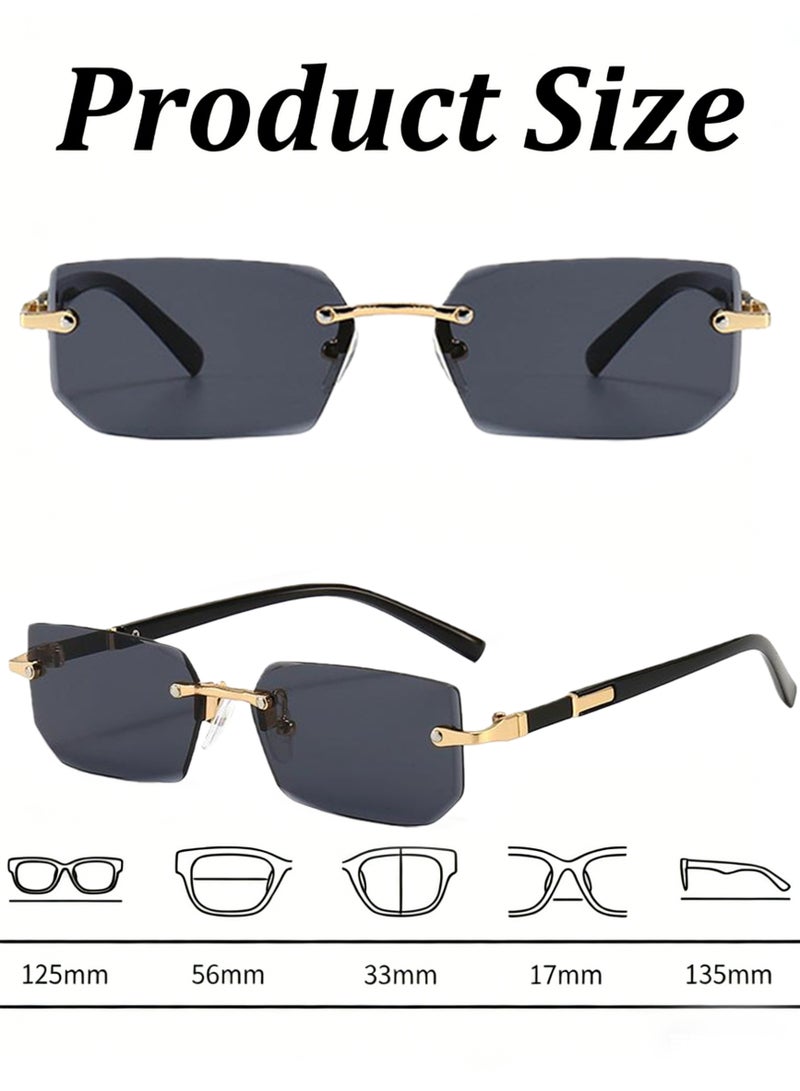 New Rimless Fashion Trend Sunglasses with Glasses Case and Cleaning Cloth UV Protection Unisex Style for Beach Trips Daily Commutes Outdoor Sports Travel Adventures Festive Gatherings Casual Outings - Image 4