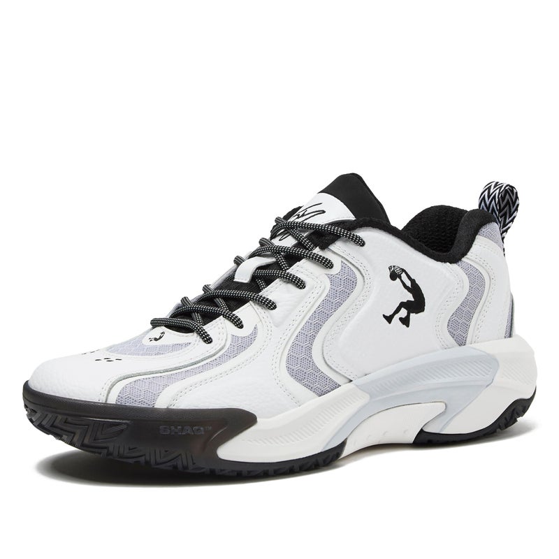 SHAQ Dunkman Basketball Shoes for Men, Indoor or Outdoor Court Basketball Mens Sneakers, Black or White Size 8 to 13 - White/Light Grey, 10 Medium - Image 1