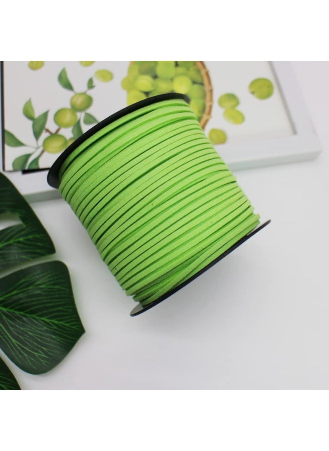 PAMIR TONG - 100 Yards 2.6Mm Suede Leather Cords Leather Lace Flat Faux Suede Cord String Thread Velvet Cord For Necklace Bracelet Beading And Diy Crafts Green - Image 1
