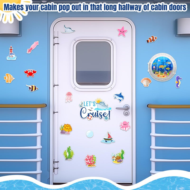 TREACLUB 27PCS Cruise Door Decorations Magnetic, Ocean Sea Animal Cruise Magnets for Door Decoration Summer Cruise Cabin Door Magnet Stickers for Carnival Cruise Refrigerator Car Door - Image 4