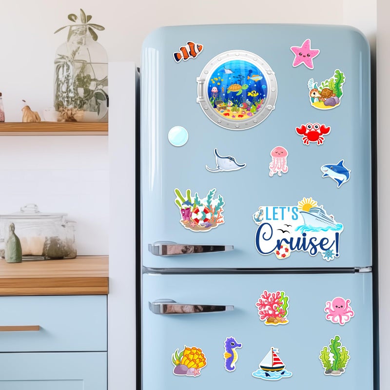 TREACLUB 27PCS Cruise Door Decorations Magnetic, Ocean Sea Animal Cruise Magnets for Door Decoration Summer Cruise Cabin Door Magnet Stickers for Carnival Cruise Refrigerator Car Door - Image 5