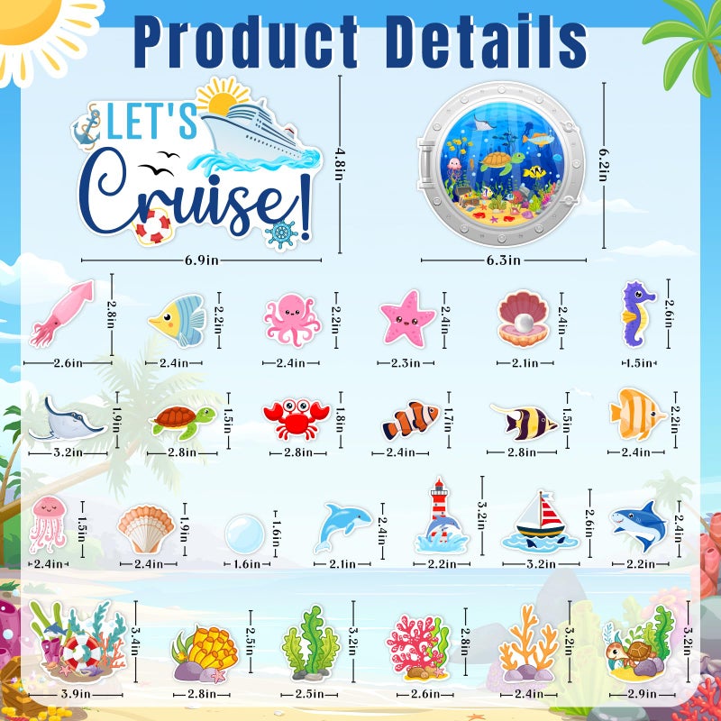 TREACLUB 27PCS Cruise Door Decorations Magnetic, Ocean Sea Animal Cruise Magnets for Door Decoration Summer Cruise Cabin Door Magnet Stickers for Carnival Cruise Refrigerator Car Door - Image 2