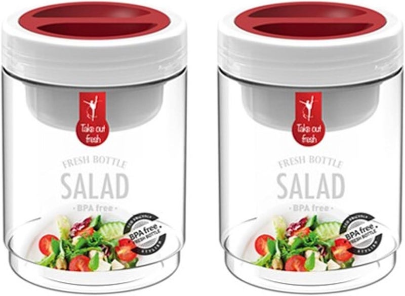 ALLIVING Salad Bottle Set of 2, with Leak Proof Salad Sauce Dressing Case 25.36oz - Image 1