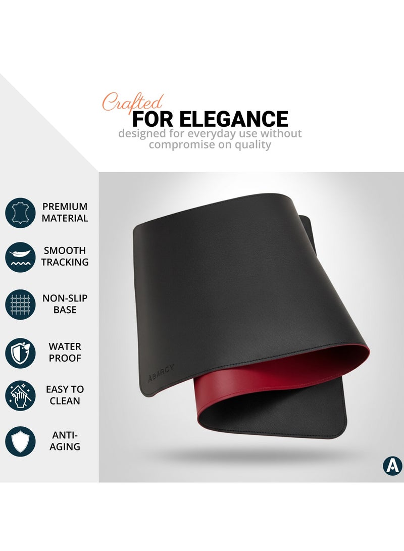 ABARCY Dual-Sided Leather Mouse Pad – 2XL, 80x40 cm (31.50x15.75 inch), Waterproof, Non-Slip, Stitched Edges, Multi-Use, Gaming & Office - Black & Red, Portable, Smooth Movement - Image 3