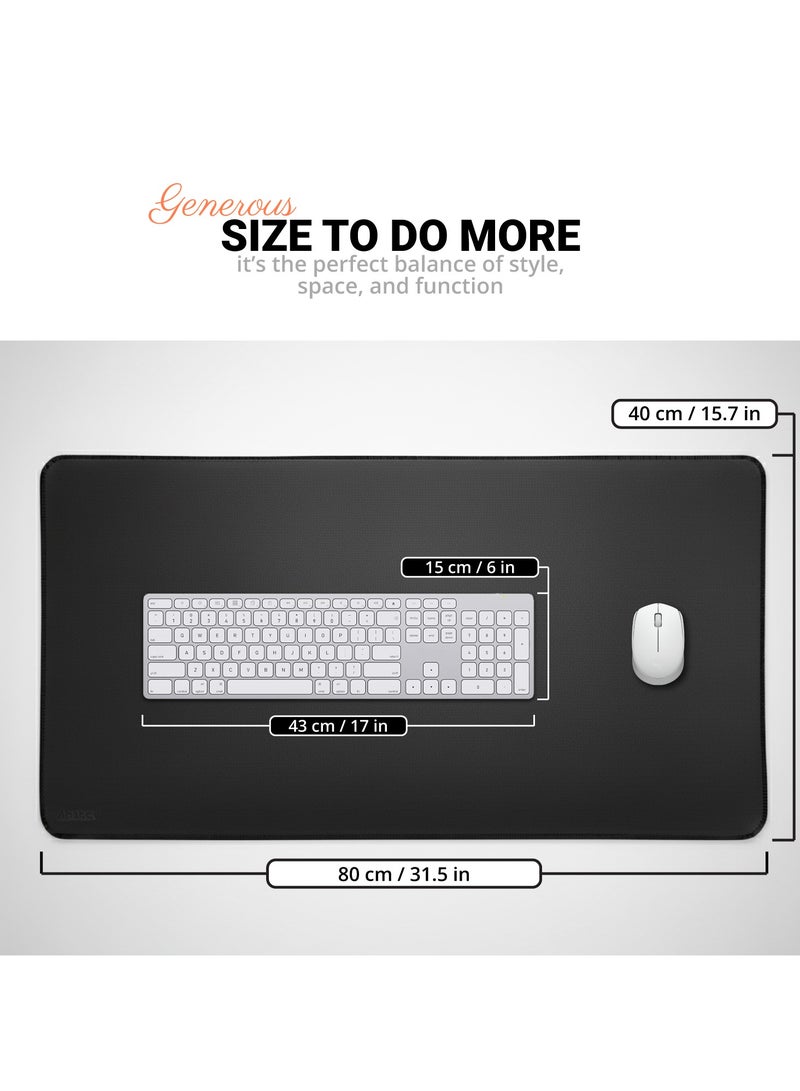 ABARCY Dual-Sided Leather Mouse Pad – 2XL, 80x40 cm (31.50x15.75 inch), Waterproof, Non-Slip, Stitched Edges, Multi-Use, Gaming & Office - Black & Red, Portable, Smooth Movement - Image 2