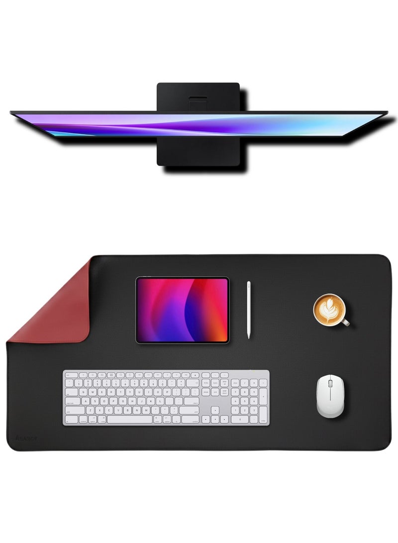 ABARCY Dual-Sided Leather Mouse Pad – 2XL, 80x40 cm (31.50x15.75 inch), Waterproof, Non-Slip, Stitched Edges, Multi-Use, Gaming & Office - Black & Red, Portable, Smooth Movement - Image 1