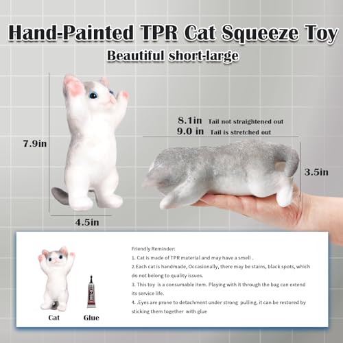 YVBBHE Big Hand Painted Cat Squishy ToysLarge Cute Ultra Soft Kitty Squeeze Fidget Toys for Stress Relief Kawaii Squishies Sticky Animal Toys for Adults KidsDecompression Sensory Balls Toys for Autism - Image 5