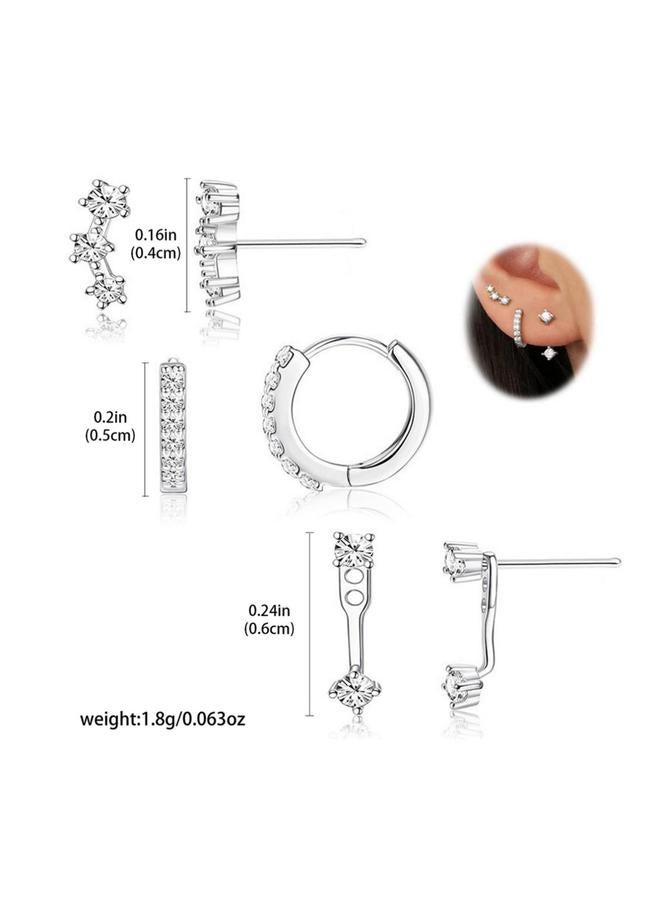 تايك تو حزمة من 3 - أقراط مسمارية فضية مُزينة - Image 3