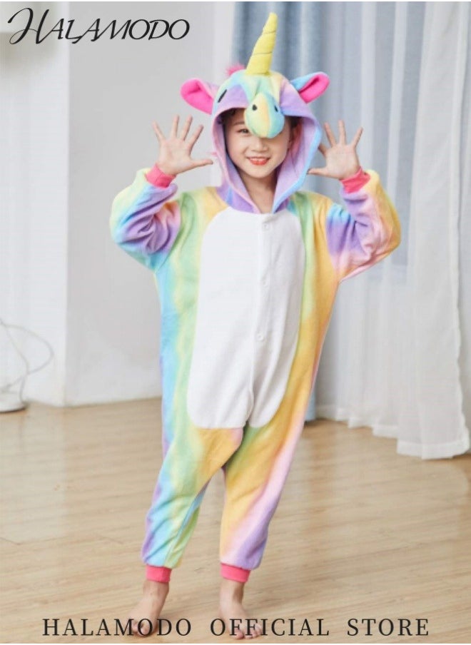 HALAMODO Unicorn Onesie for Kids Animal Pajamas Cosplay Halloween Unisex Costume Cartoon Animal Pattern Onesie Pajamas Cosplay Party Costume  - Image 2