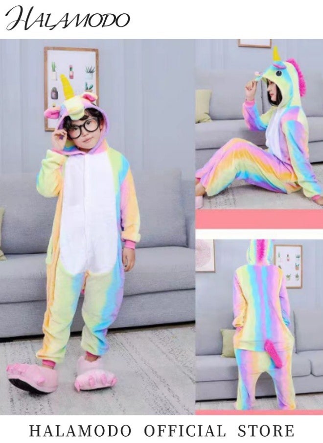 HALAMODO Unicorn Onesie for Kids Animal Pajamas Cosplay Halloween Unisex Costume Cartoon Animal Pattern Onesie Pajamas Cosplay Party Costume  - Image 4