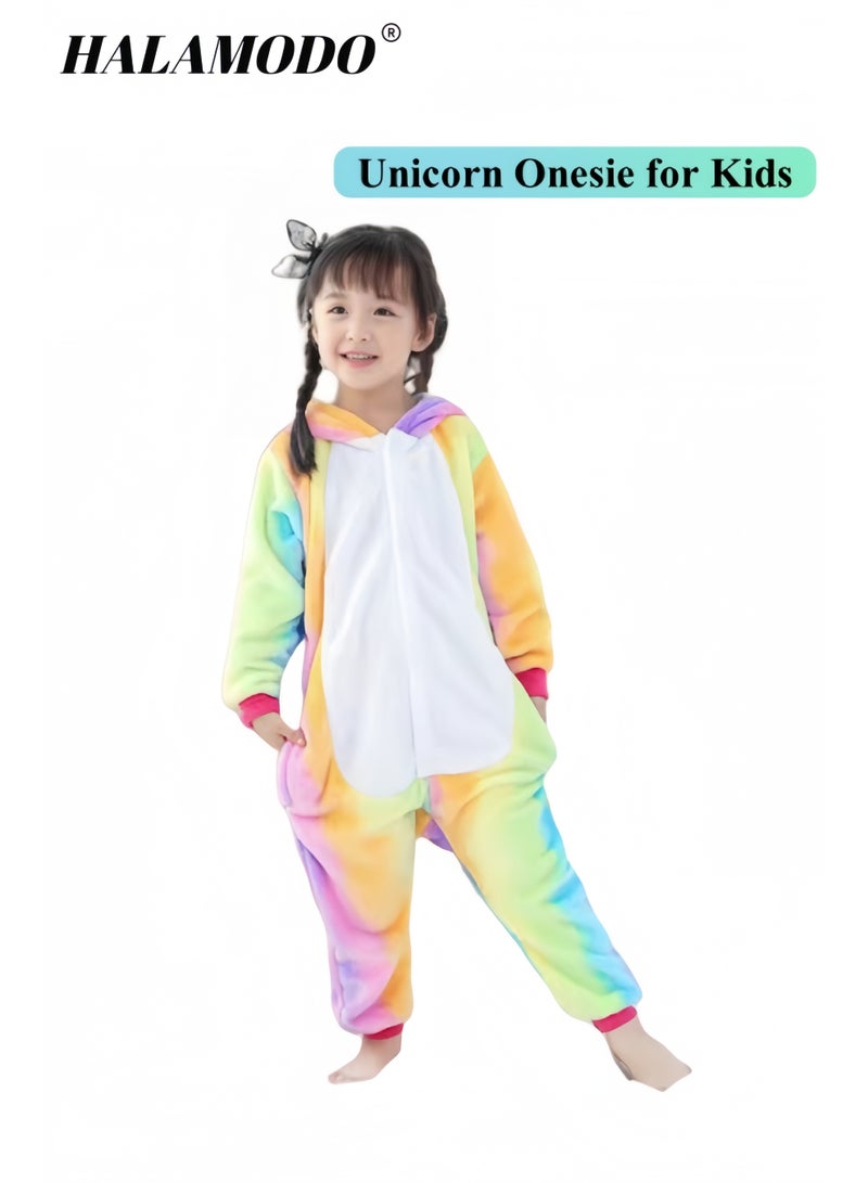 HALAMODO Unicorn Onesie for Kids Animal Pajamas Cosplay Halloween Unisex Costume Cartoon Animal Pattern Onesie Pajamas Cosplay Party Costume - Image 1