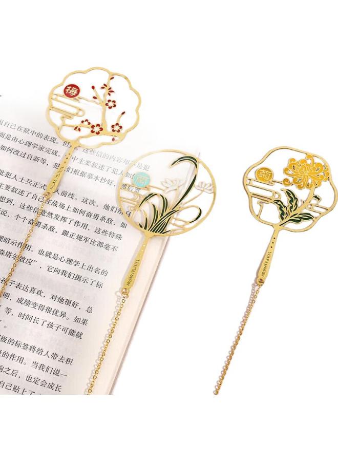 Tatanice Bookmark, Birthday Gift, Chinese-Style Creative Gift, Metal Plum Blossom, Orchid, Bamboo, And Chrysanthemum Bookmark, Vintage Style, Gift For Teachers And Classmates - Image 3