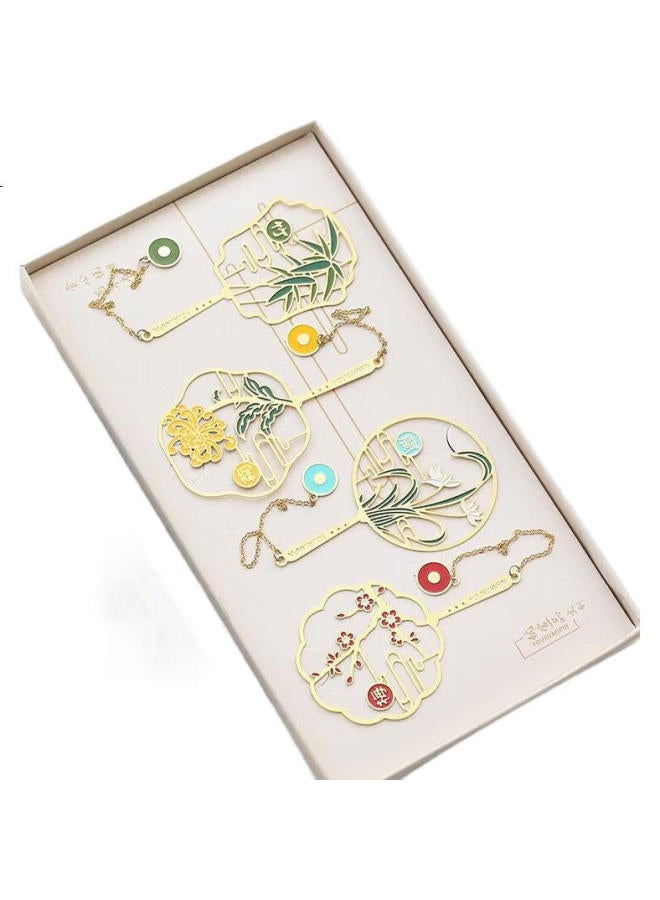 Tatanice Bookmark, Birthday Gift, Chinese-Style Creative Gift, Metal Plum Blossom, Orchid, Bamboo, And Chrysanthemum Bookmark, Vintage Style, Gift For Teachers And Classmates - Image 2