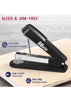 SYOSI Metal Stapler Heavy Duty 50 Sheet Capacity with 2000 Staples and Staple Remover, Full Strip Staplers for Desk, No Jam, Non-Slip Office Stapler with Staples for Office & Classroom, Black  - Image 3