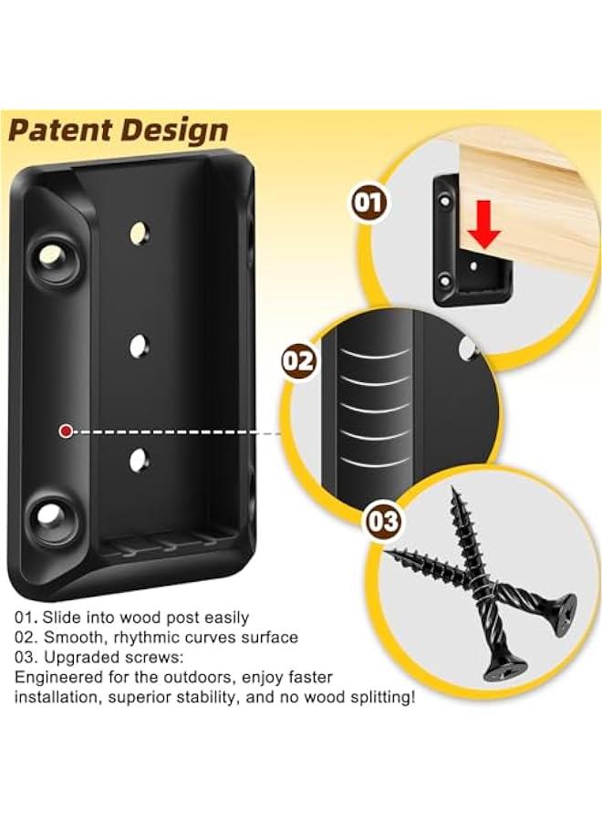 Arabest 4 pcs Deck Railing Bracket Connectors for 2”×4“ (1.5 × 3.5”) Deck Railing Wood Post, Railing Bracket for Wood Stair Fence Railings Handrail with Coated Screws and a Drill Bit, Fence Brackets - Image 3