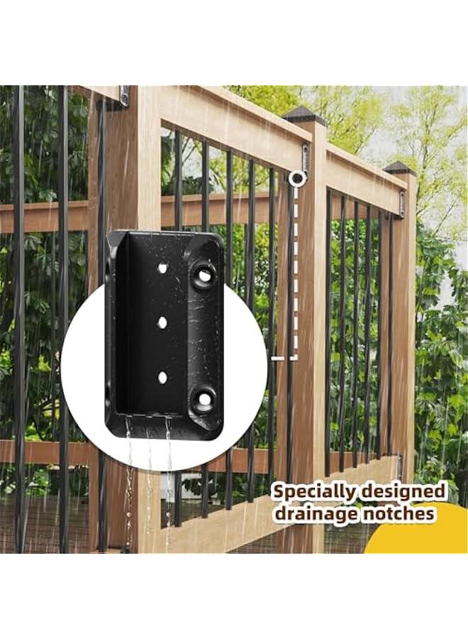 Arabest 4 pcs Deck Railing Bracket Connectors for 2”×4“ (1.5 × 3.5”) Deck Railing Wood Post, Railing Bracket for Wood Stair Fence Railings Handrail with Coated Screws and a Drill Bit, Fence Brackets - Image 4