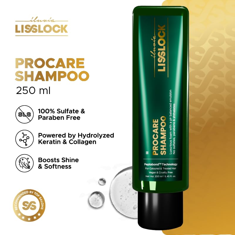 iluvia LissLock ProCare Shampoo - Sulfate Free, Hydrolyzed Keratin & Collagen, For Weak, Damaged & Chemically Treated Hair (250ml) - Image 2