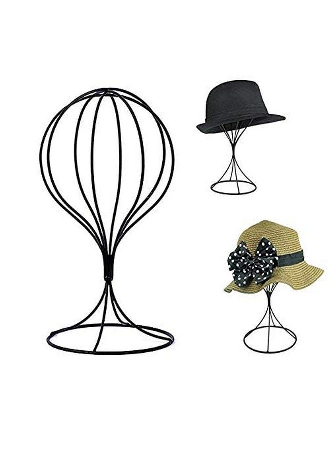 Mydio Mydio 2 Pieces Modern Metal Hat Stands Durable Stable Metal Hat Cap Rack Wigs Holder (black)  - Image 3