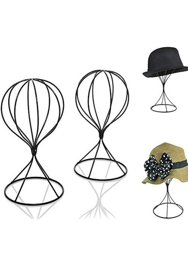 Mydio Mydio 2 Pieces Modern Metal Hat Stands Durable Stable Metal Hat Cap Rack Wigs Holder (black)  - Image 1
