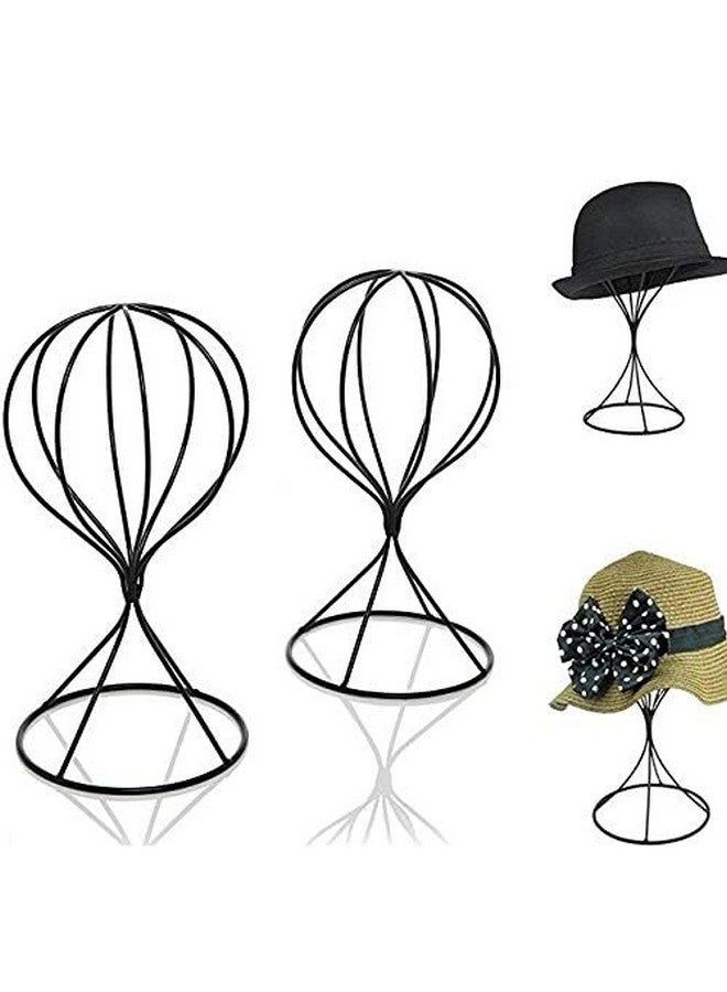 Mydio Mydio 2 Pieces Modern Metal Hat Stands Durable Stable Metal Hat Cap Rack Wigs Holder (black)  - Image 2