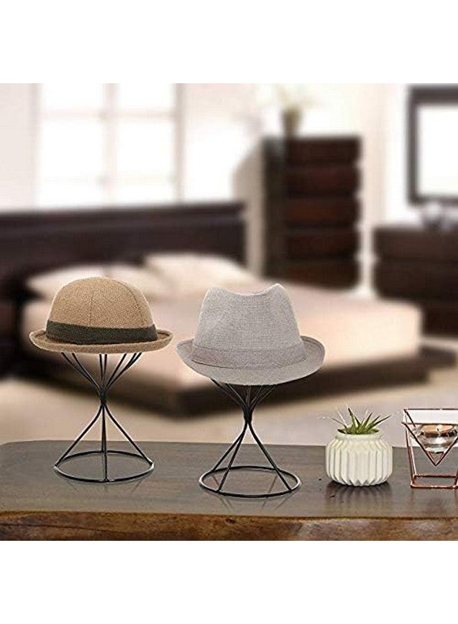 Mydio Mydio 2 Pieces Modern Metal Hat Stands Durable Stable Metal Hat Cap Rack Wigs Holder (black)  - Image 4