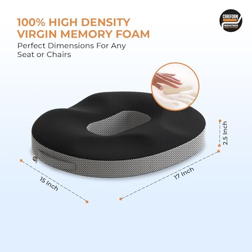CareFoam Orthopedic Memory Foam Donut Cushion for Piles, Hemorrhoid, Tailbone & Hip Pain Relief | Ergonomic Pressure Relief Cushion for Office Chair, Car, Home & Wheelchair Use - Image 2