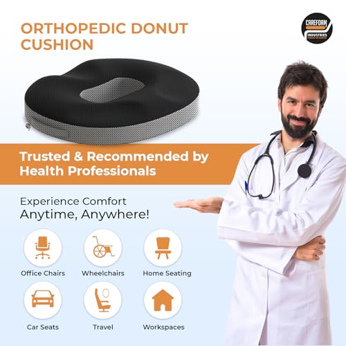 CareFoam Orthopedic Memory Foam Donut Cushion for Piles, Hemorrhoid, Tailbone & Hip Pain Relief | Ergonomic Pressure Relief Cushion for Office Chair, Car, Home & Wheelchair Use - Image 4