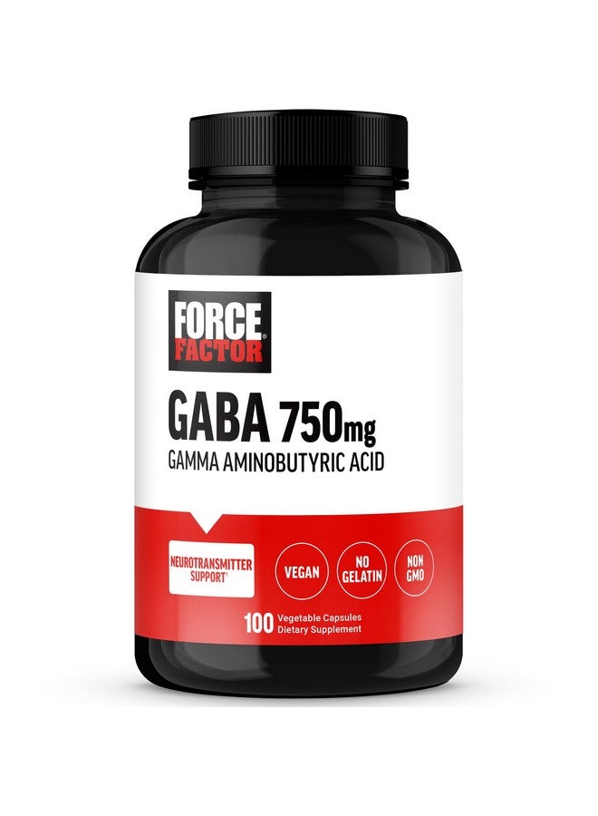 FORCE FACTOR GABA 750mg Capsules, GABA Supplement to Support Calm, Relaxation, Sleep, & Focus, Neurotransmitter Support, Vegan, Non-GMO, 100 GABA Capsules - Image 1