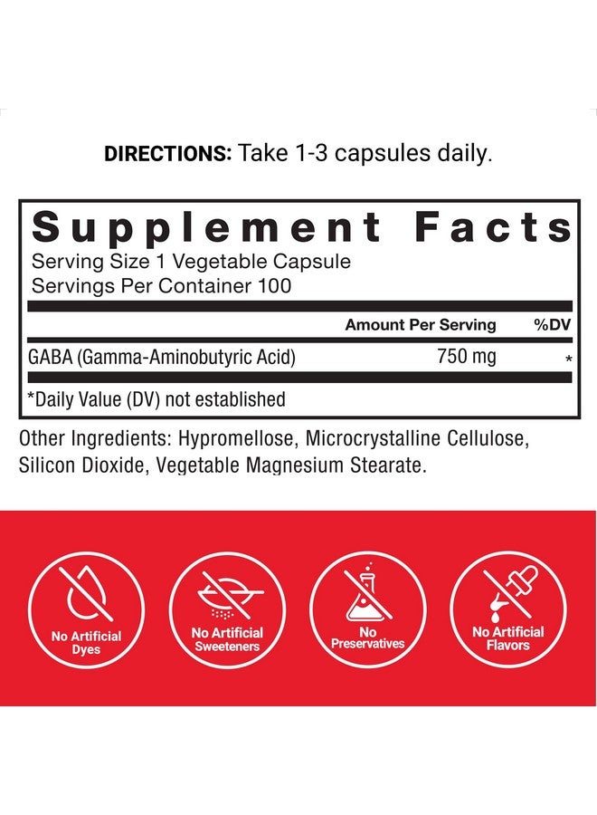 FORCE FACTOR GABA 750mg Capsules, GABA Supplement to Support Calm, Relaxation, Sleep, & Focus, Neurotransmitter Support, Vegan, Non-GMO, 100 GABA Capsules - Image 4