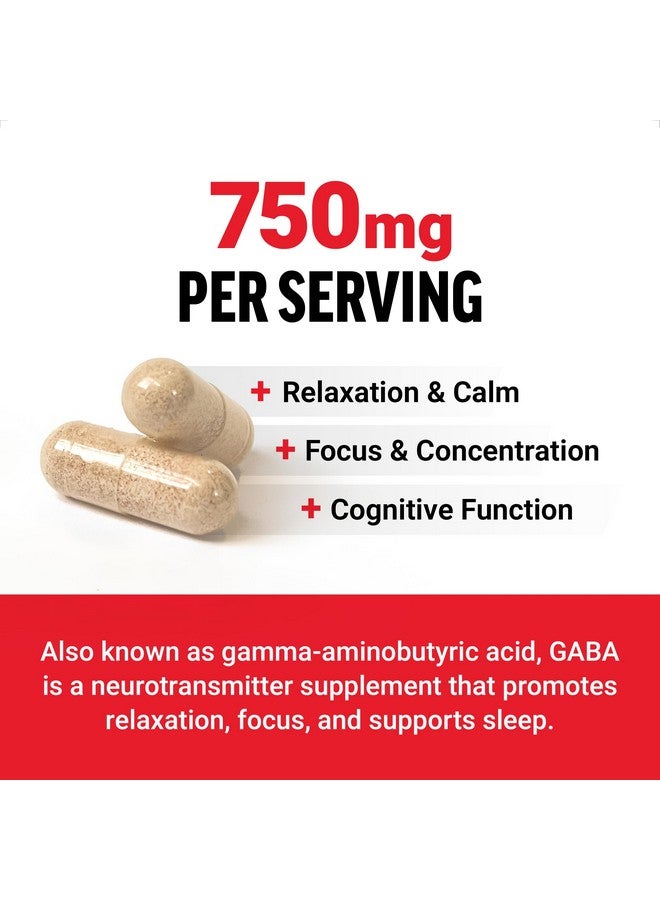 FORCE FACTOR GABA 750mg Capsules, GABA Supplement to Support Calm, Relaxation, Sleep, & Focus, Neurotransmitter Support, Vegan, Non-GMO, 100 GABA Capsules - Image 2