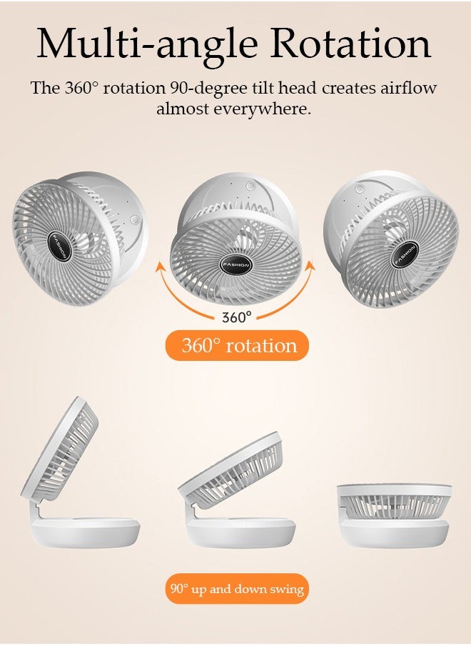DUNISO Table Air Circulator Fan Mini Personal 3 Speeds Portable Table Fan 90° Adjustable Tilt Desk Fan with Hook Wall Mounted Fan for Whole Room Home Bedroom Office  - Image 3