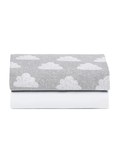 Snuz Pack of 2 Crib Fitted Sheets, Design Ed To Fit Pod Bedside Cribs, 100% Cotton, Infant, Baby, Patterncloud Nine, Fitted Sheet Size - 44 X 80Cm (Max.)