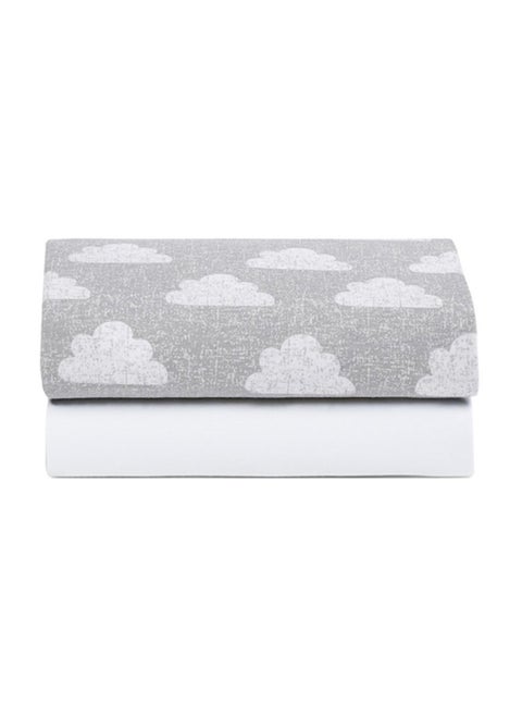 Pack of 2 Crib Fitted Sheets, Design Ed To Fit Pod Bedside Cribs, 100% Cotton, Infant, Baby, Patterncloud Nine, Fitted Sheet Size - 44 X 80Cm (Max.)