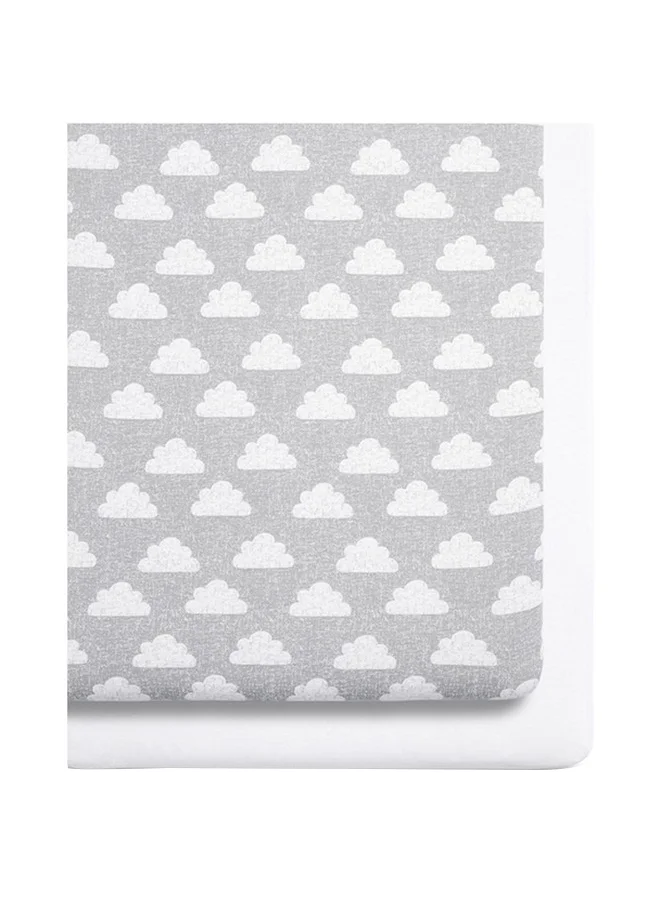 سنوز Pack of 2 Crib Fitted Sheets, Design Ed To Fit Pod Bedside Cribs, 100% Cotton, Infant, Baby, Patterncloud Nine, Fitted Sheet Size - 44 X 80Cm (Max.)