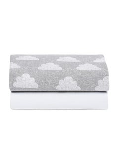 Snuz Pack of 2 Crib Fitted Sheets, Design Ed To Fit Pod Bedside Cribs, 100% Cotton, Infant, Baby, Patterncloud Nine, Fitted Sheet Size - 44 X 80Cm (Max.)  - Image 1